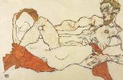 Egon Schiele Recling Male and Female Nude Entwined (mk12) oil painting reproduction